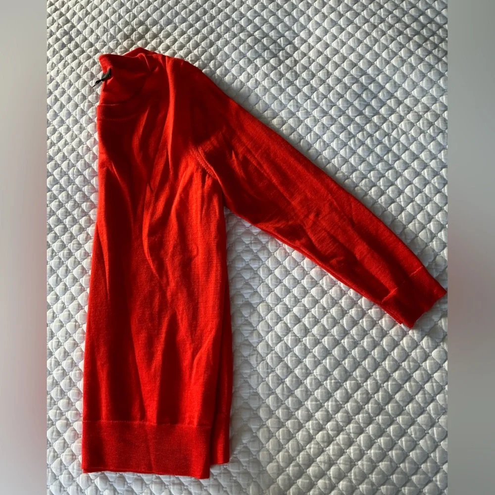 J. Crew Vibrant Red Merino Wool Crew Neck Knitted Sweater M
